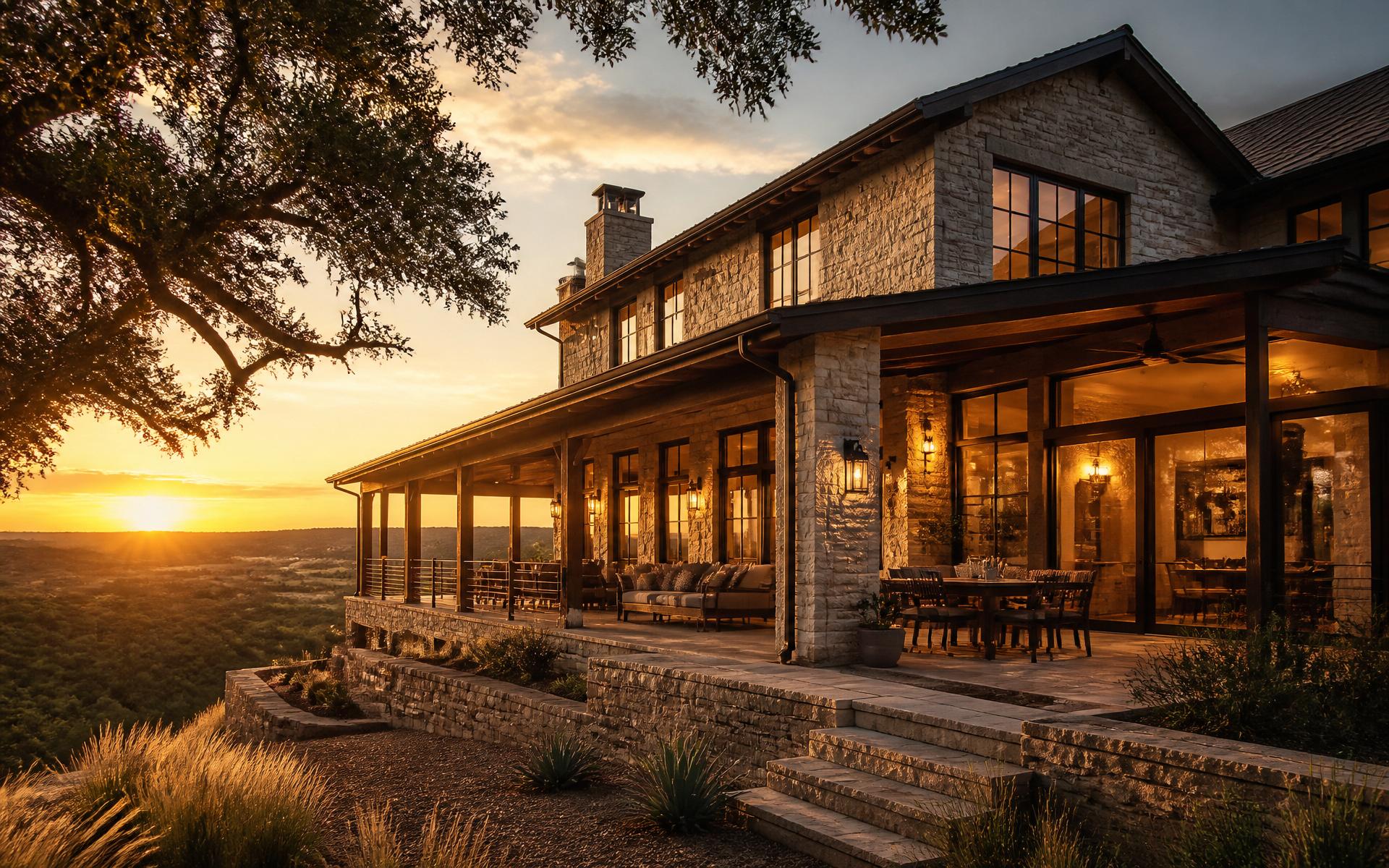 Texas Hill Country landscape at golden hour